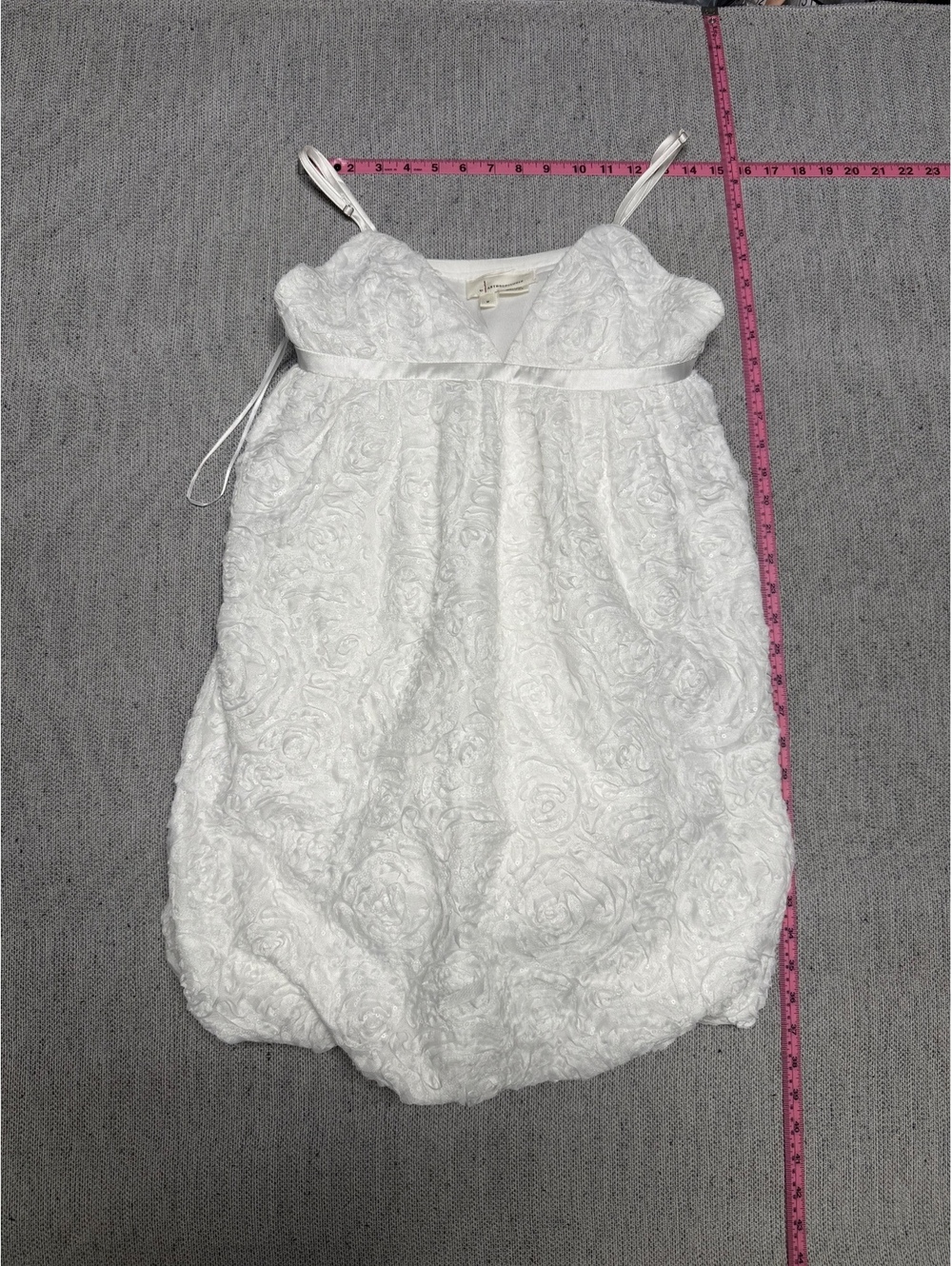 Anthropologie White Textured Rosette Bubble Dress Size M